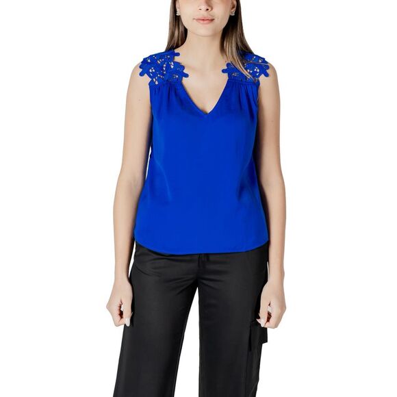 Morgan De Toi LaceAccent VNeck Sleeveless Top Women blue Blouses